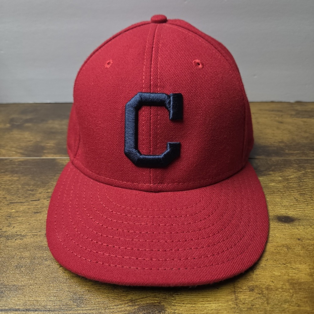 Cleveland Indians New Era 59FIFTY Red Block C MLB On-Field Fitted Hat 7 5/8